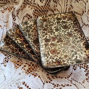 Vintage Japan Paper Mache' Sushi Trays Set Of 4 Delicate Florals